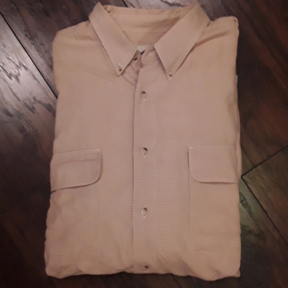 Eddie Bauer - button-down tan & wht ch - Picture 4 of 7